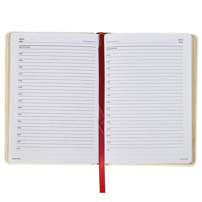 Ежедневник недатированный А6+, 136 листов Sidney Nebraska, искусственная кожа, золотой срез, белый