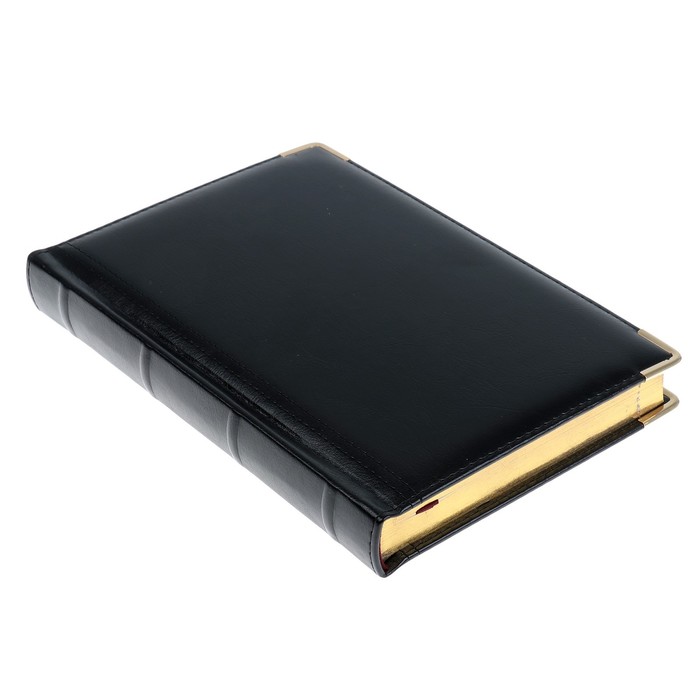 Ежедневник полудатированный А5+, 208 листов Boss, искусственная кожа, золотой срез, чёрный