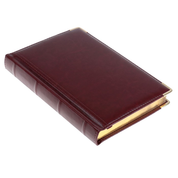 Ежедневник полудатированный А5+, 208 листов Boss, искусственная кожа, золотой срез, коричневый