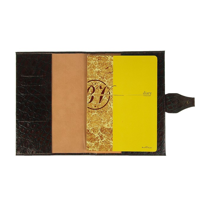 Еженедельник недатированный А4, 64 листа Nilo, натуральная кожа, сменный блок, золотой срез, коричневый