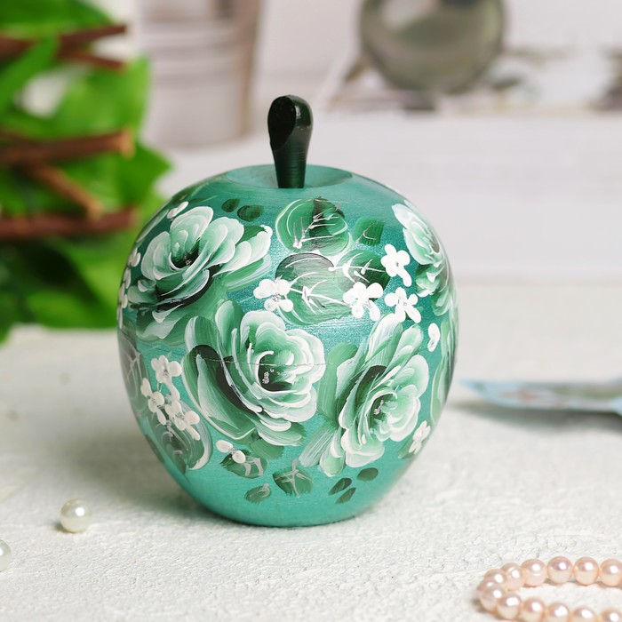 Шкатулка «Яблоко», зелёная, 10х10х10 см