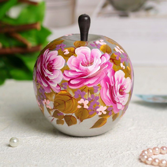 Шкатулка «Яблоко», серая, 10х10х10 см