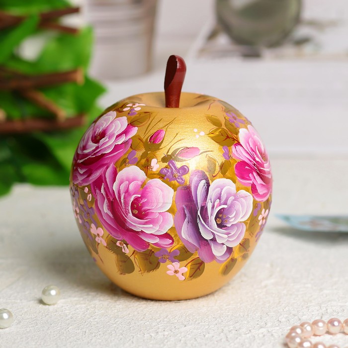 Шкатулка «Яблоко», золотая, 10х10х10 см