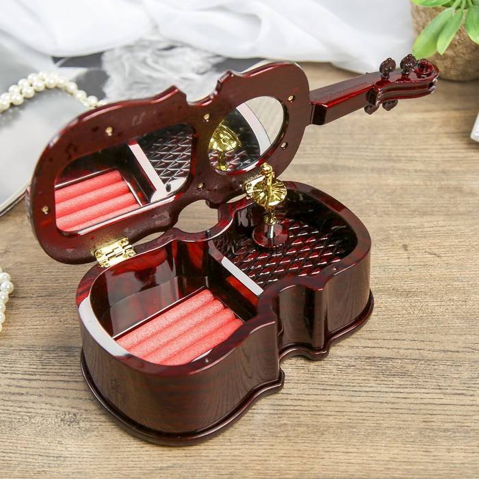 Шкатулка музыкальная механическая "Скрипка" под дерево 7х28х11,5 см