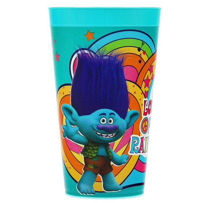 Стакан детский Trolls 400 мл, с декором, цвета МИКС
