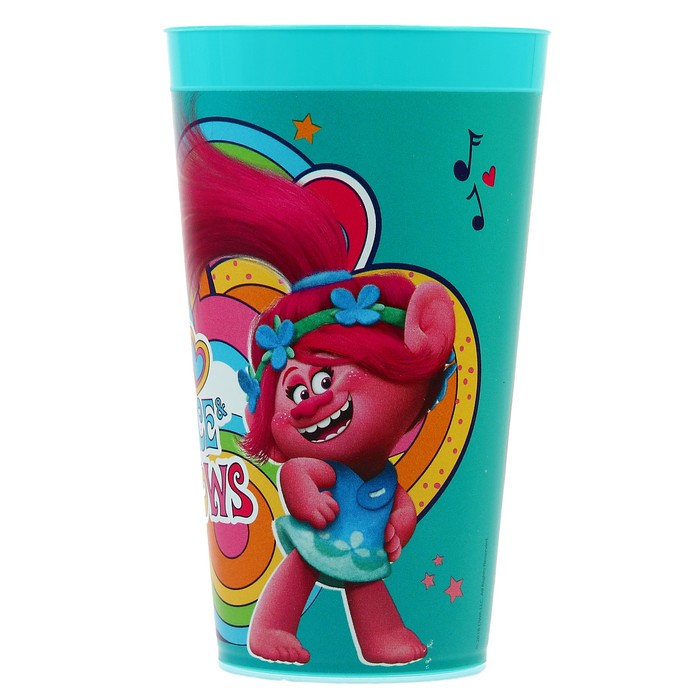 Стакан детский Trolls 400 мл, с декором, цвета МИКС