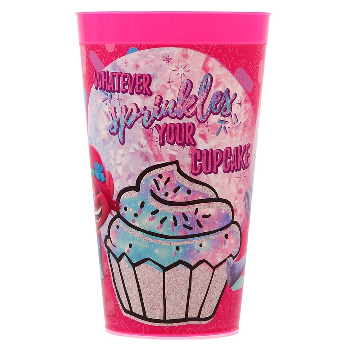 Стакан детский Trolls 400 мл, с декором, цвета МИКС