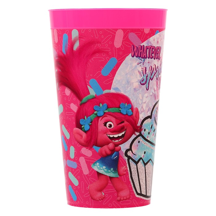 Стакан детский Trolls 400 мл, с декором, цвета МИКС