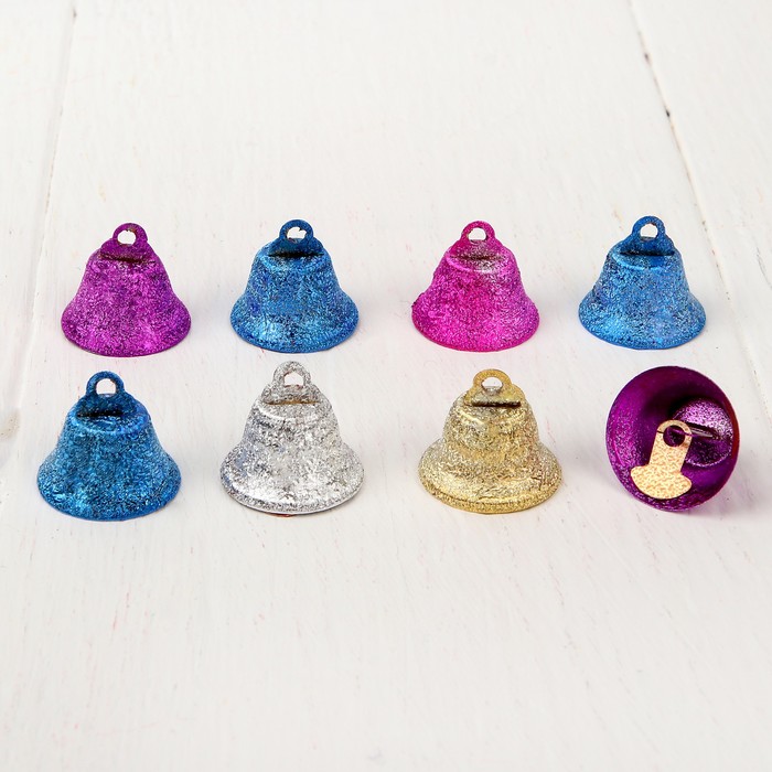 Колокольчик "Блеск", набор 8 шт, размер 1 шт 1,8 см, цвета МИКС