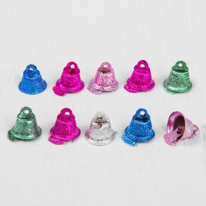Колокольчик "Блеск", набор 10 шт, размер 1 шт 1,4 см, цвета МИКС