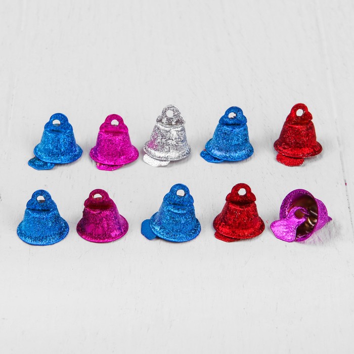 Колокольчик "Блеск", набор 10 шт, размер 1 шт 1,4 см, цвета МИКС