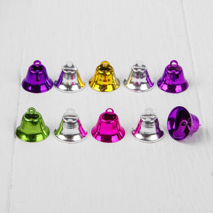 Колокольчик, набор 10 шт, размер 1 шт 1,8 см, цвета МИКС