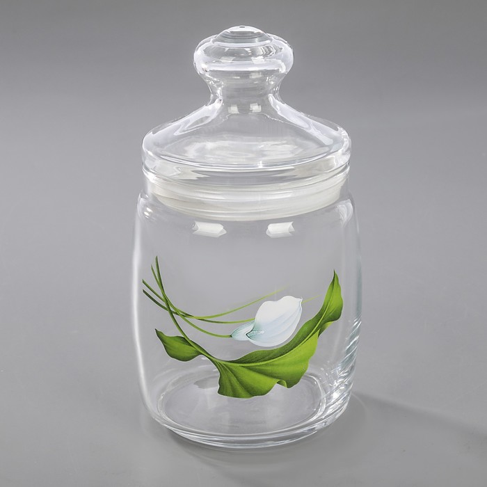 Емкость для сыпучих продуктов 940 мл "Каллы белые", с крышкой