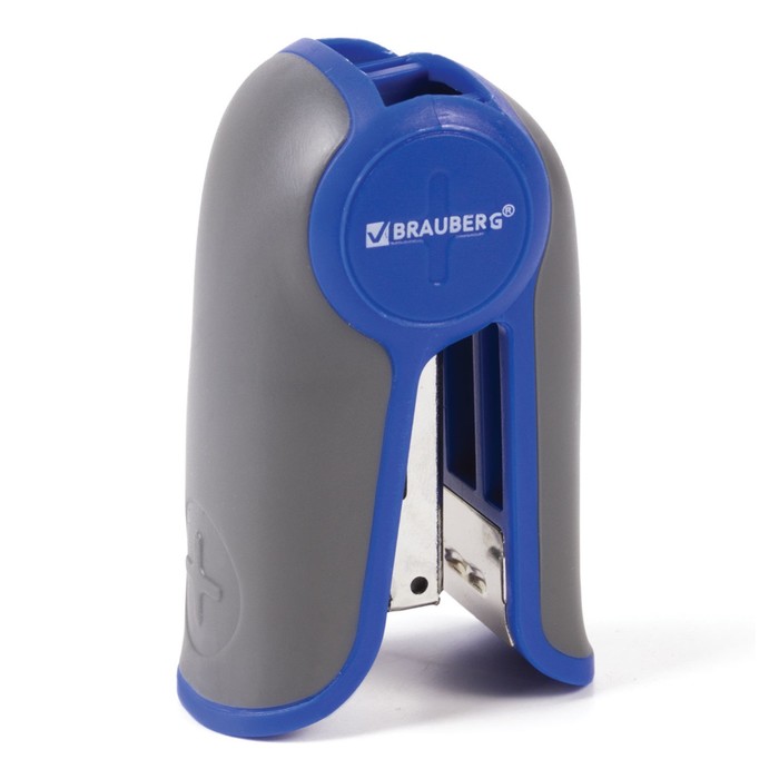 степлер №10 12л BRAUBERG "Stutzer" МИНИ+антистеплер, глубина закл=32мм, сине-серый 226859