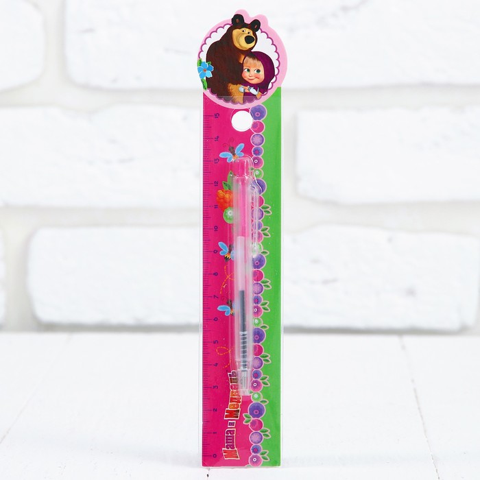 Ручка на открытке Маша и Медведь "Ягодная"