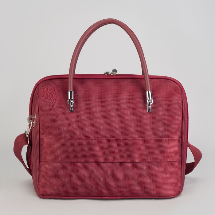 Бьюти-кейс, отдел на молнии, крепление для чемодана, ремень, цвет бордовый