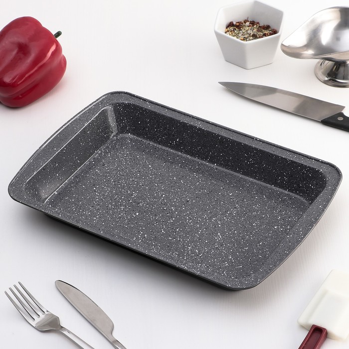 Набор форм для выпечки "Прямоугольник. Мрамор", 3 предмета, с ручками и решеткой