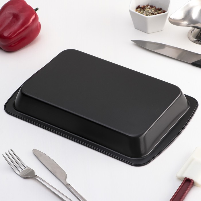 Набор форм для выпечки "Прямоугольник. Мрамор", 3 предмета, с ручками и решеткой