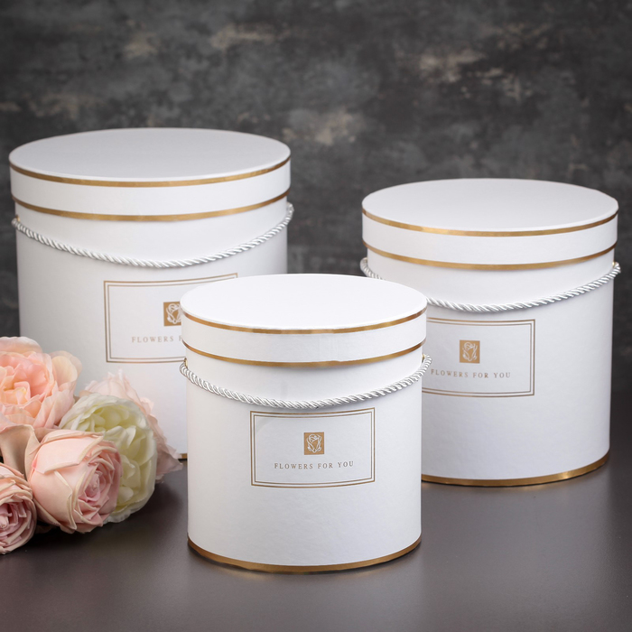 Набор коробок 3в1, белый, 22 х 22 х 22,5 - 17,5 х 17,5 х 17,5 см