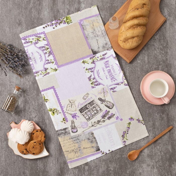 Полотенце "Доляна" Лаванда в провансе, 35х58 см с петелькой, 100% хл, 162 г/м²