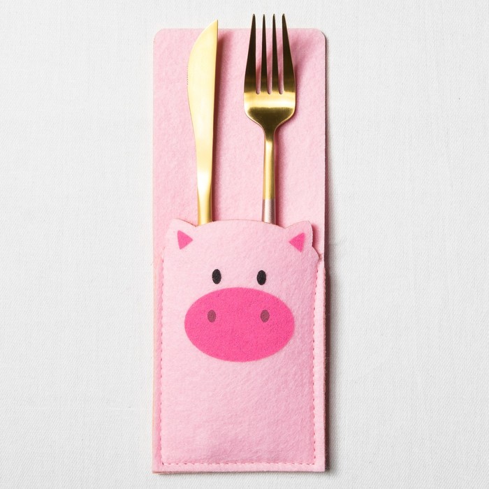 Набор салфетка, конверт для с/п, кольцо "Свинка" 100 %п/э, фетр