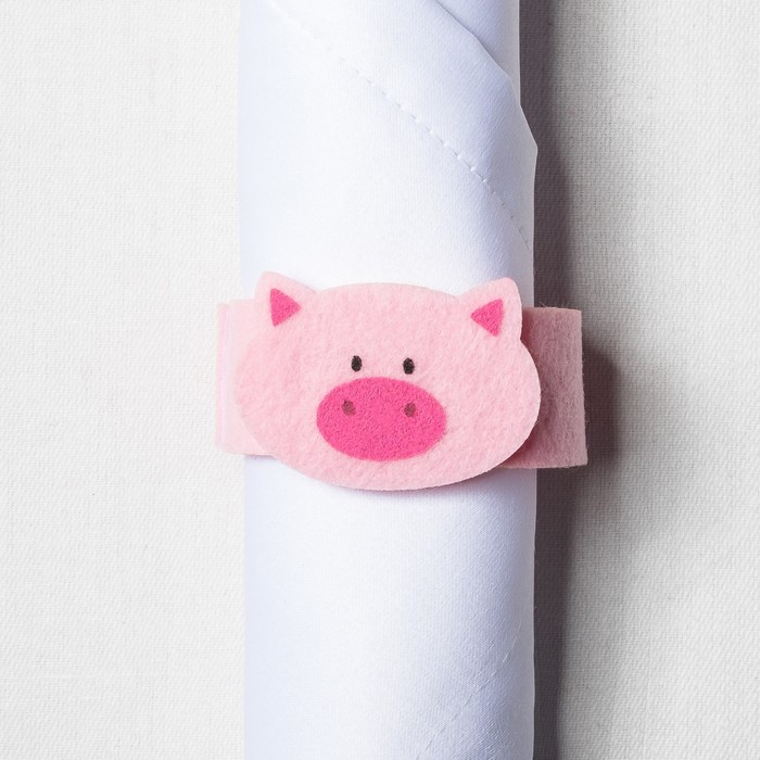 Набор салфетка, конверт для с/п, кольцо "Свинка" 100 %п/э, фетр