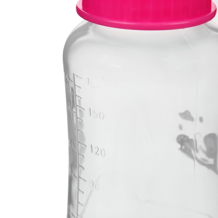 Бутылочка для кормления с погремушкой, 180 мл, цвет розовый, рисунок МИКС