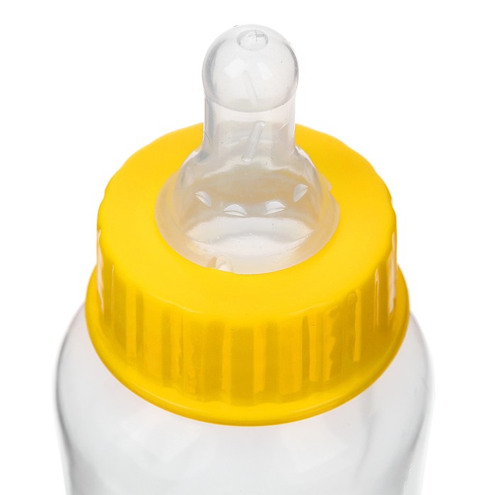 Бутылочка для кормления с погремушкой, 180 мл, цвет жёлтый, рисунок МИКС