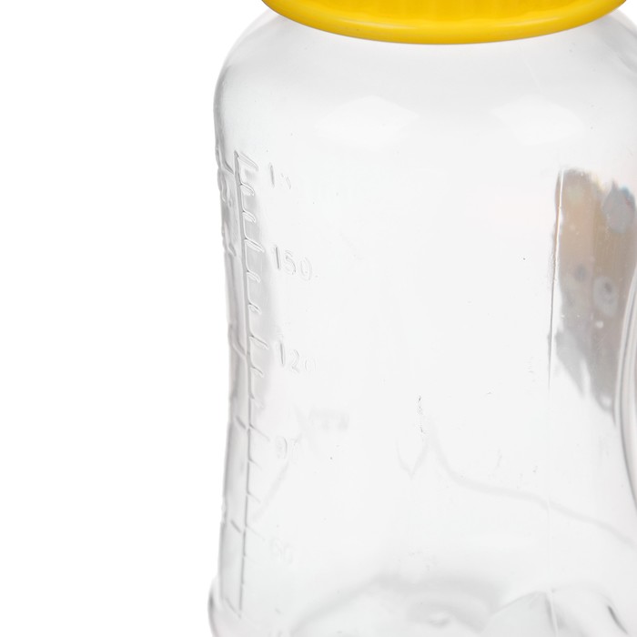 Бутылочка для кормления с погремушкой, 180 мл, цвет жёлтый, рисунок МИКС