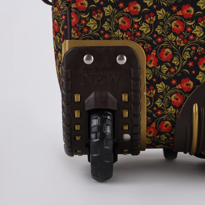 Чемодан малый "Русь", 18", отдел на молнии, 2 наружных кармана, 2 колеса, цвет коричневый