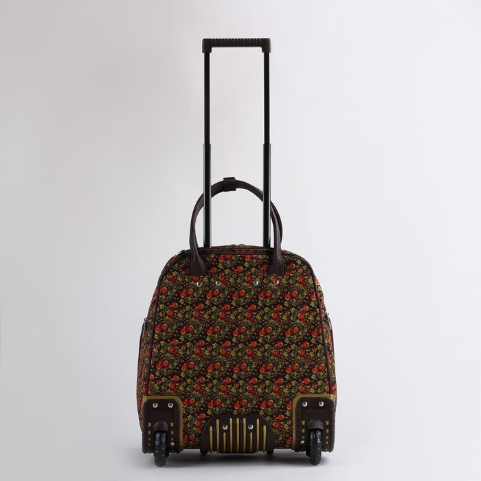 Чемодан мини "Русь", 16", отдел на молнии, 2 наружных кармана, цвет коричневый