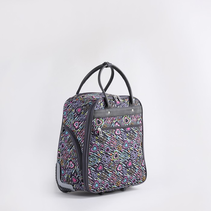 Чемодан мини 16", отдел на молнии, 2 наружных кармана, цвет серый/пацифик