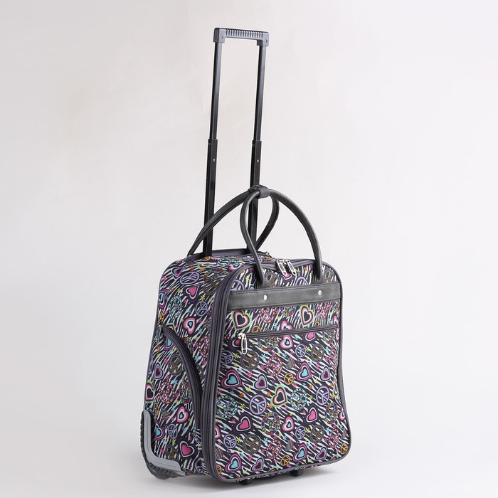 Чемодан мини 16", отдел на молнии, 2 наружных кармана, цвет серый/пацифик