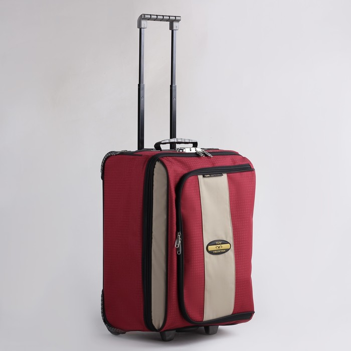 Чемодан малый, отдел на молнии, наружный карман, кодовый замок, 2 колеса, цвет бордовый/металл