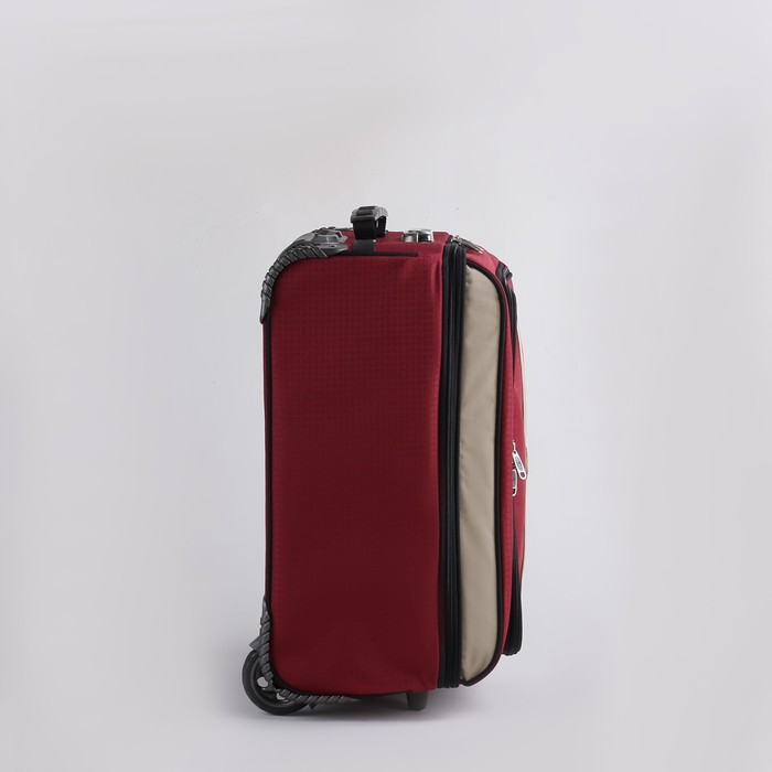 Чемодан малый, отдел на молнии, наружный карман, кодовый замок, 2 колеса, цвет бордовый/металл