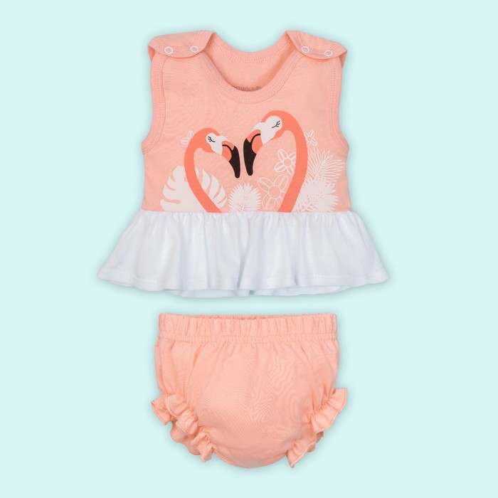 Комплект: топ и трусы под памперс Крошка я "Тропики", рост 74-80см (9-12мес)