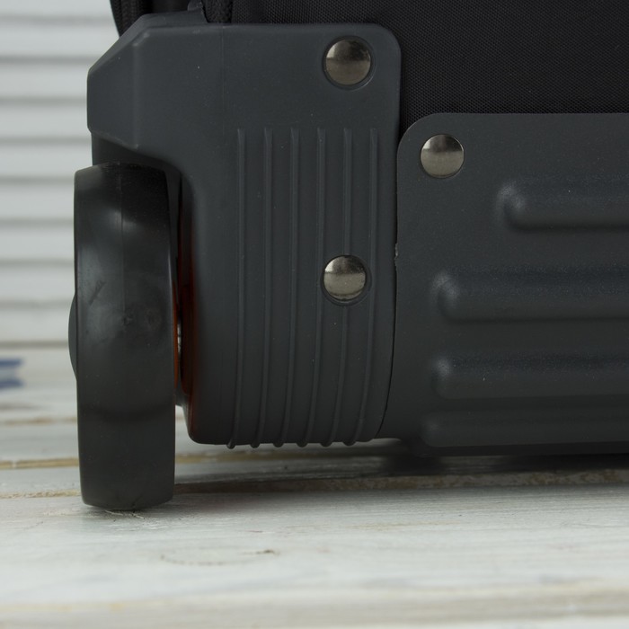 Сумка складная на колесах, 1 отдел на молнии, 2 наружных кармана, с расширением, цвет чёрный/апельсиновый