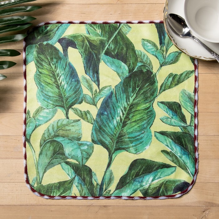 Полотенце микрофибра "Доляна" Драцена 30х30 см, п/э 200 гр/м2