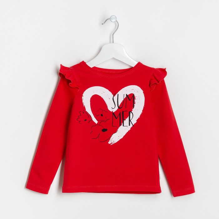 Футболка с дл.рукавом "Love", красн, р-р 32 (110-116 см) 5-6 лет., 100% хлопок