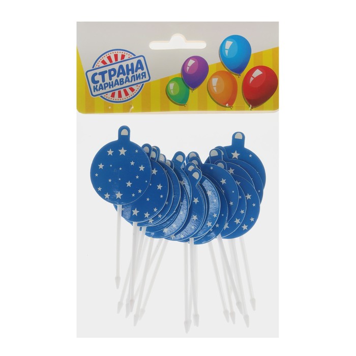 Шпажки для канапе "Ёлочный шар" цвет синий (набор 20шт)