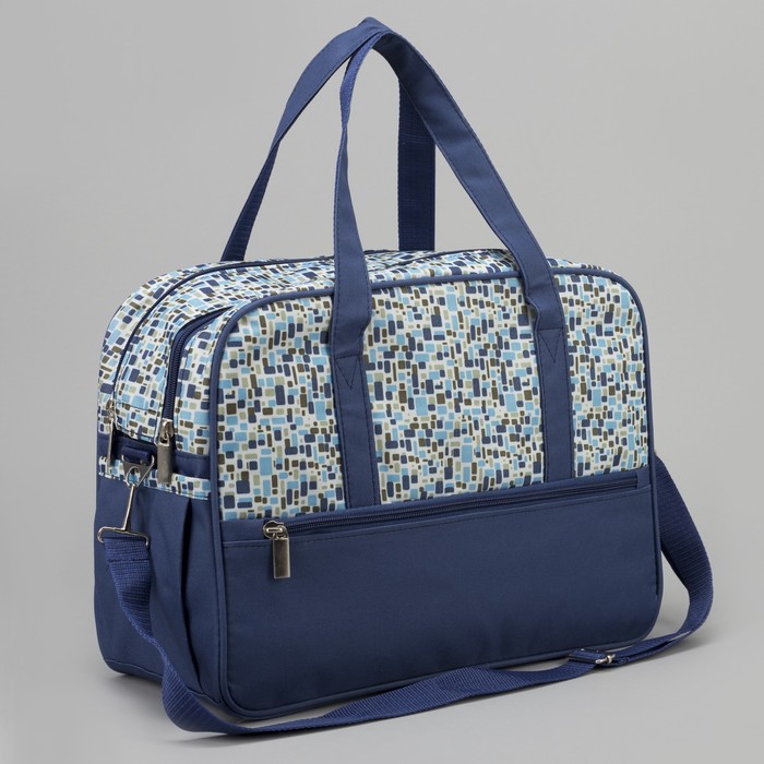 Сумка дорожная "Камни", отдел на молнии, 3 наружных кармана, цвет синий/голубой