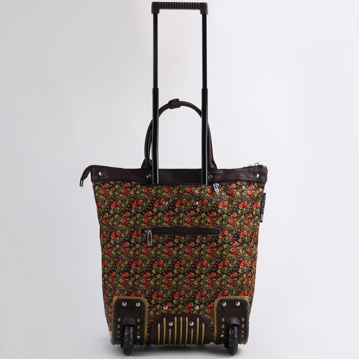 Сумка дачная на колесах "Русь", 1 отдел на молнии, с расширением, цвет коричневый