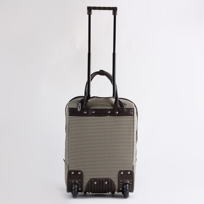 Сумка дорожная на колёсах, 1 отдел на молнии, 2 наружных кармана, цвет коричневый/гусиная лапка