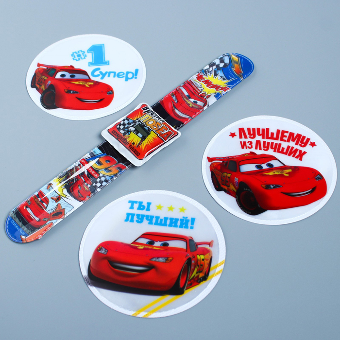 Подарочный набор "Время Побед" с часами и светоотражающими наклейками, Тачки