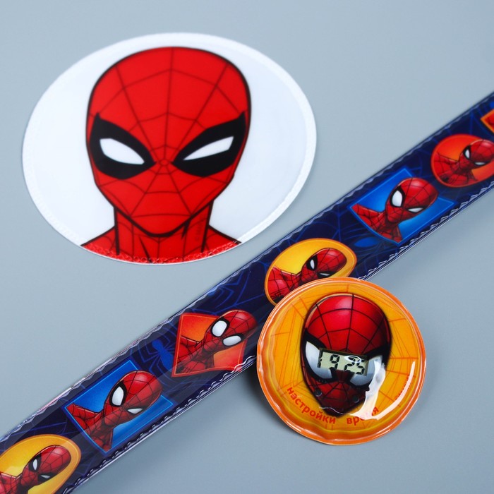 Подарочный набор "Человек-паук", часы + светоотражающие наклейки