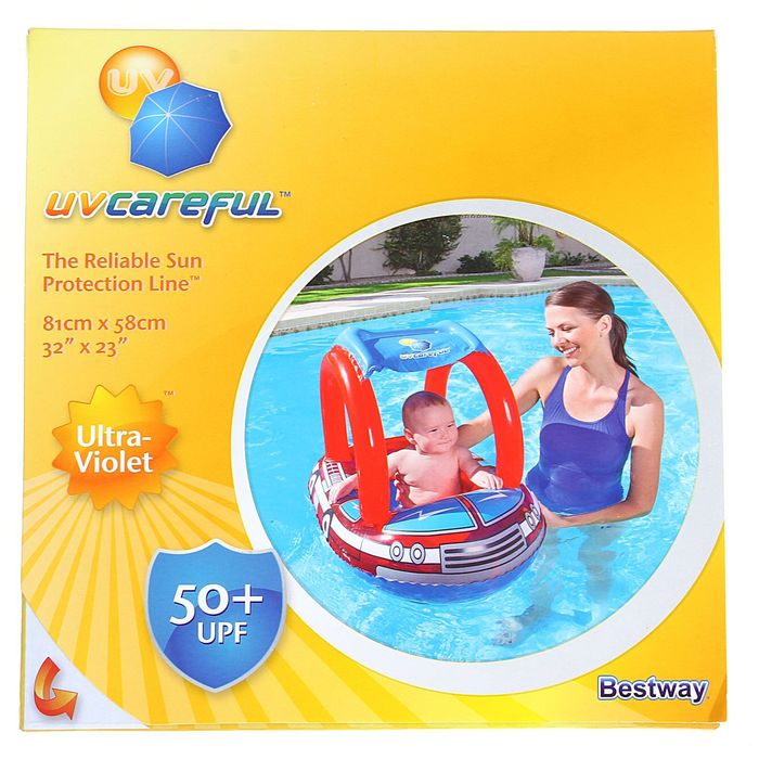 Круг для плавания с сиденьем и тентом "Пожарная машина"