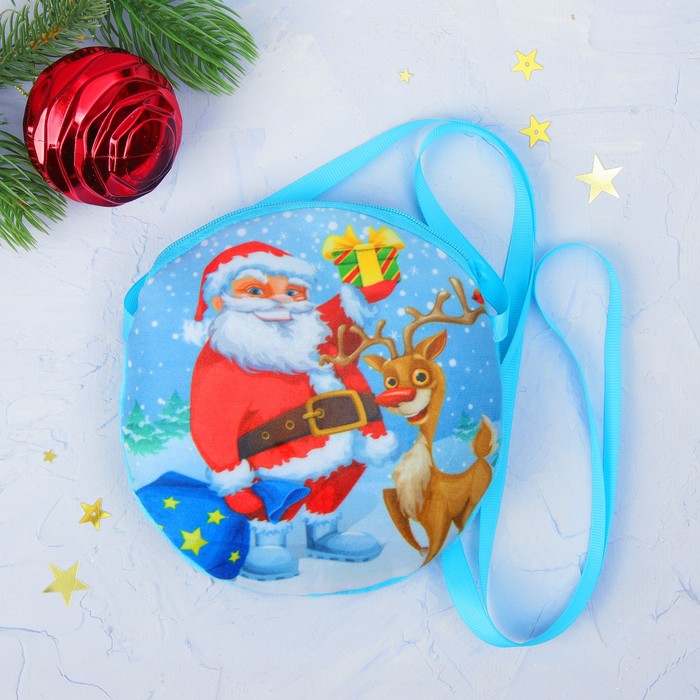 Мягкая сумочка "Дед Мороз с оленем"