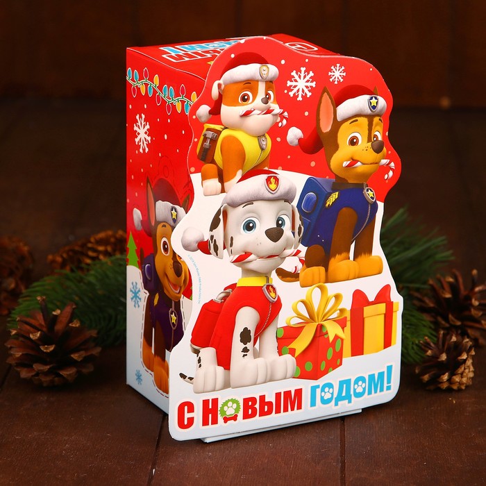 Коробка складная PAW PATROL "С новым годом!", 10 х 10 х 20 см