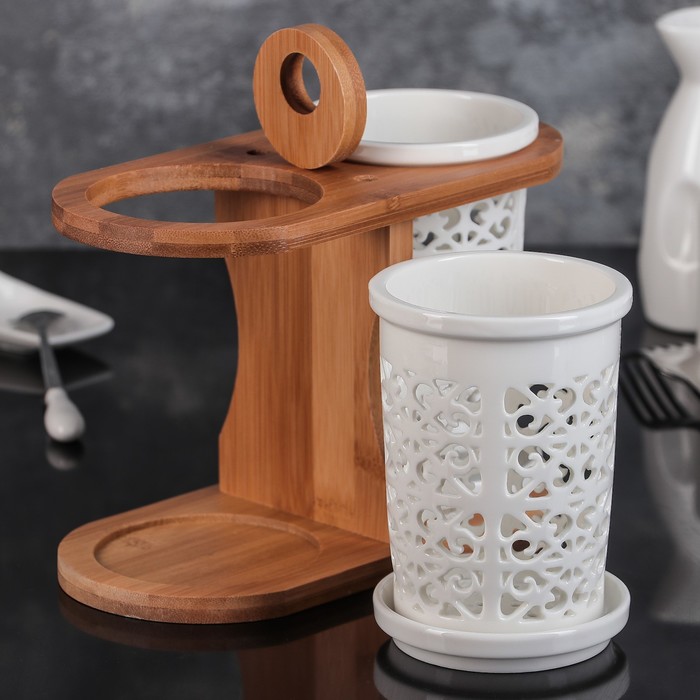 Набор подставок для столовых приборов "Эстет", рисунок вензеля, 20х10х15 см