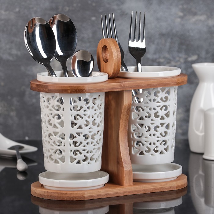 Набор подставок для столовых приборов "Эстет", рисунок вензеля, 20х10х15 см